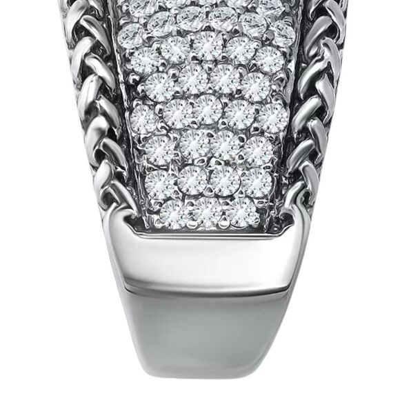 Macy’s Cubic Zirconia Sterling Silver Pave Statement Ring size 7 - Picture 2 of 7